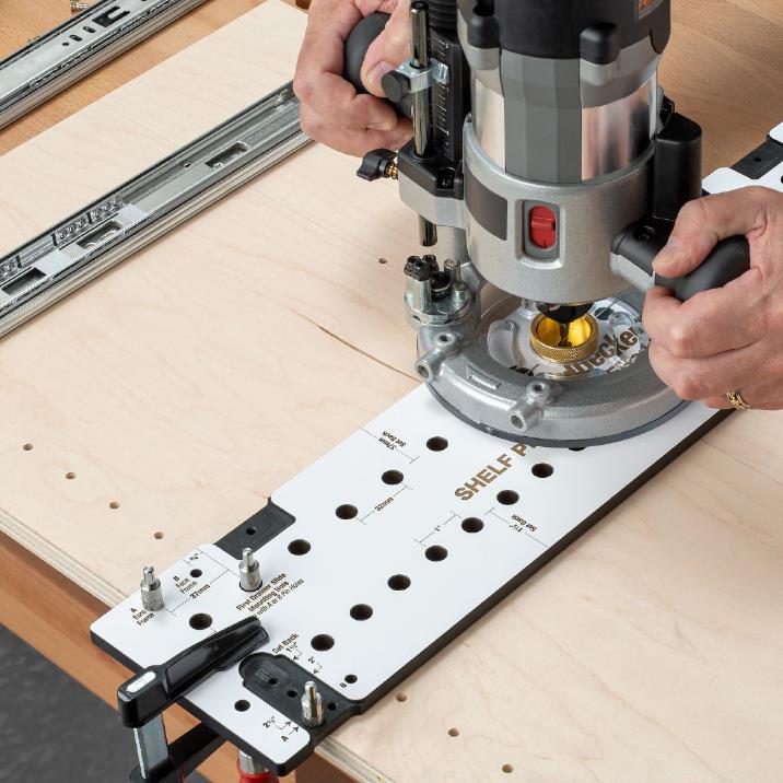 Woodpeckers Shelf Pin and Drawer Slide Template - Standard