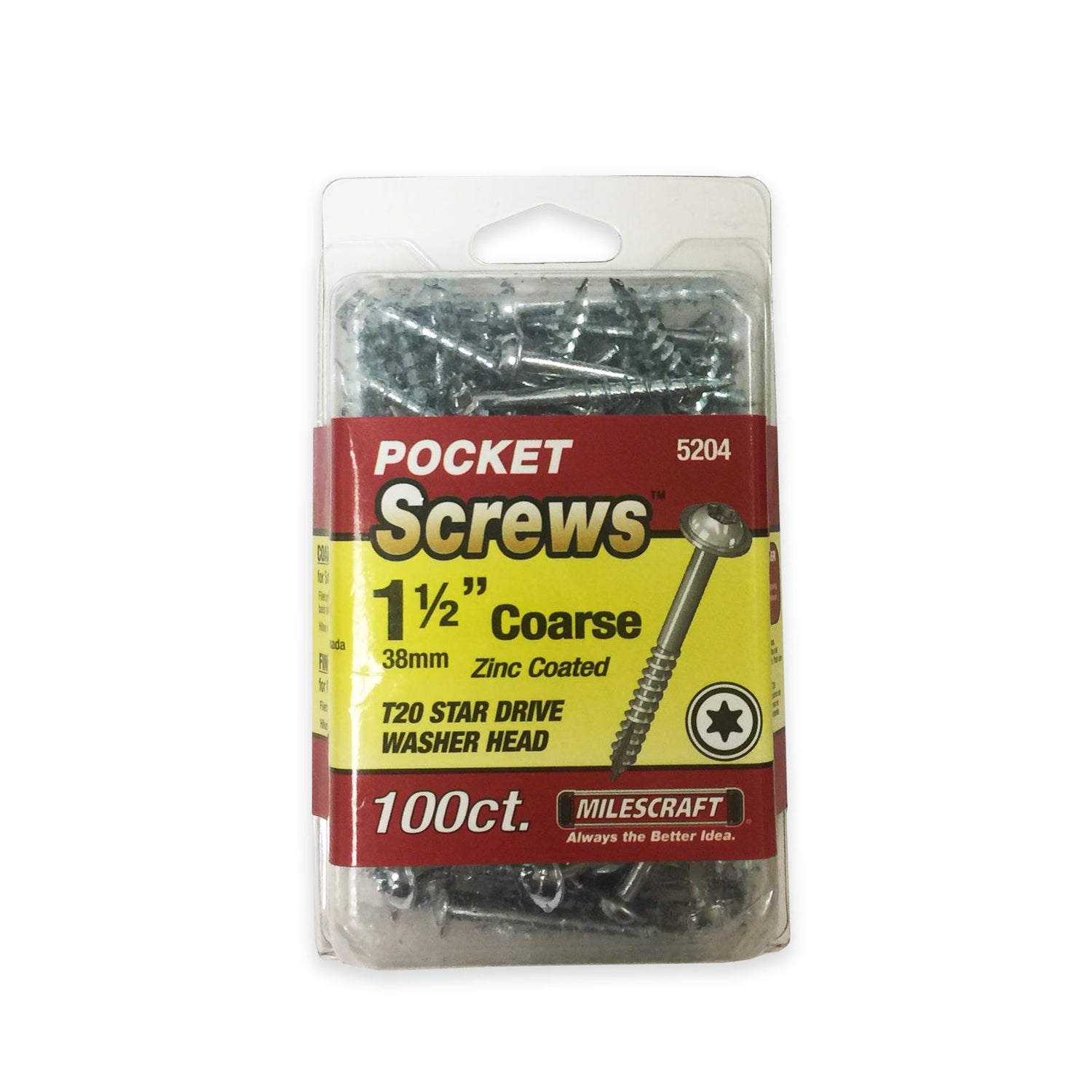 Milescraft 1-1/2" Pocket Screws - Coarse (100 Pack)