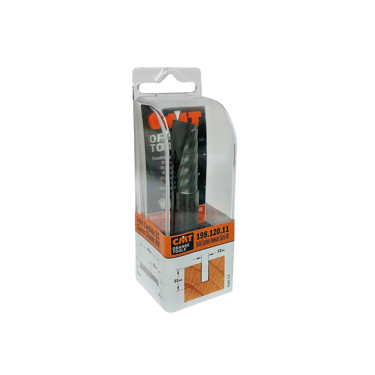 CMT Solid Carbide Up-Cut Spiral Router Bit - 12mm Cut and Shank