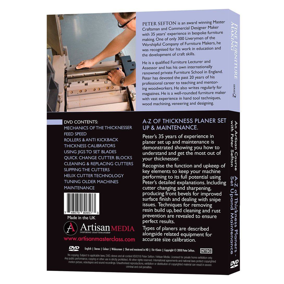 Peter Sefton A-Z of Thickness Planer Set Up & Maintenance DVD