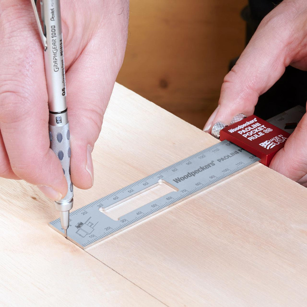 Woodpeckers Paolini Pocket Rule 200mm - Stainless Steel