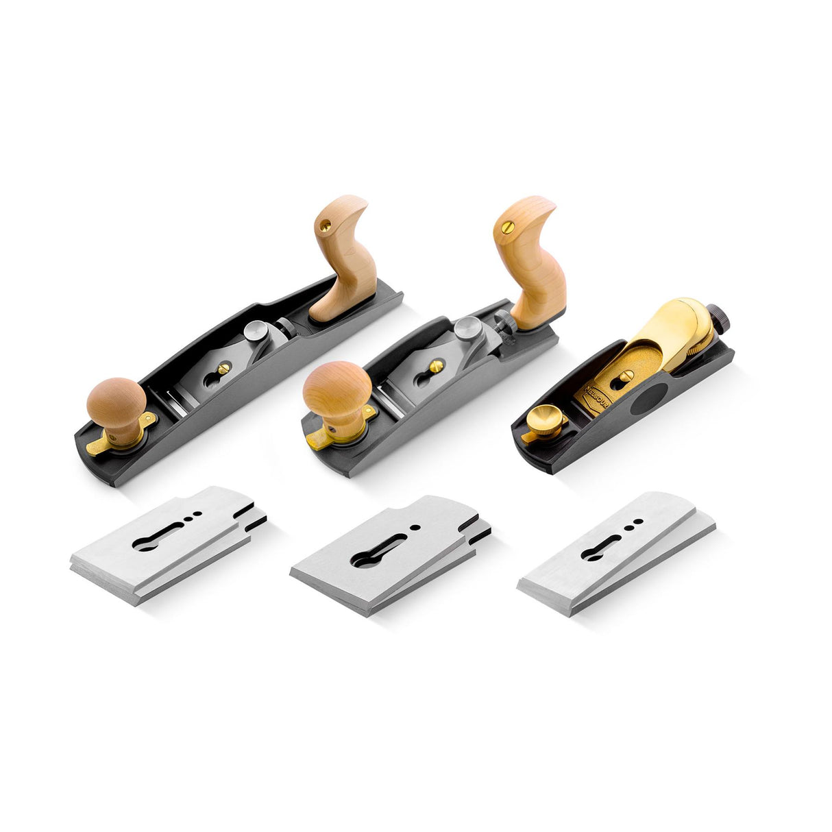 Melbourne Tool Company Low Angle Block, Smoothing and Jack Plane Set with Extra Blades