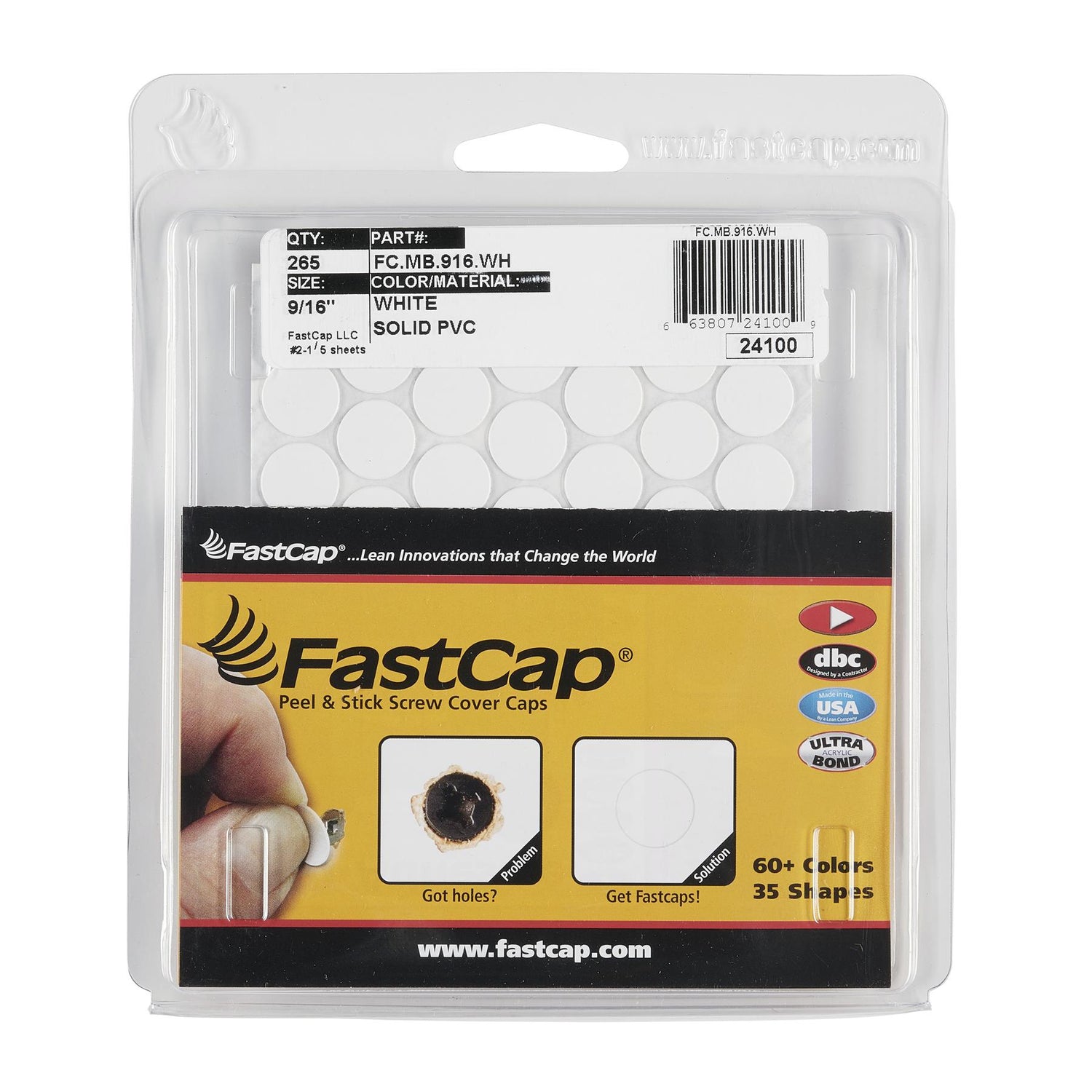 FastCap Peel & Stick Cover Caps - White 14mm (265 pc)