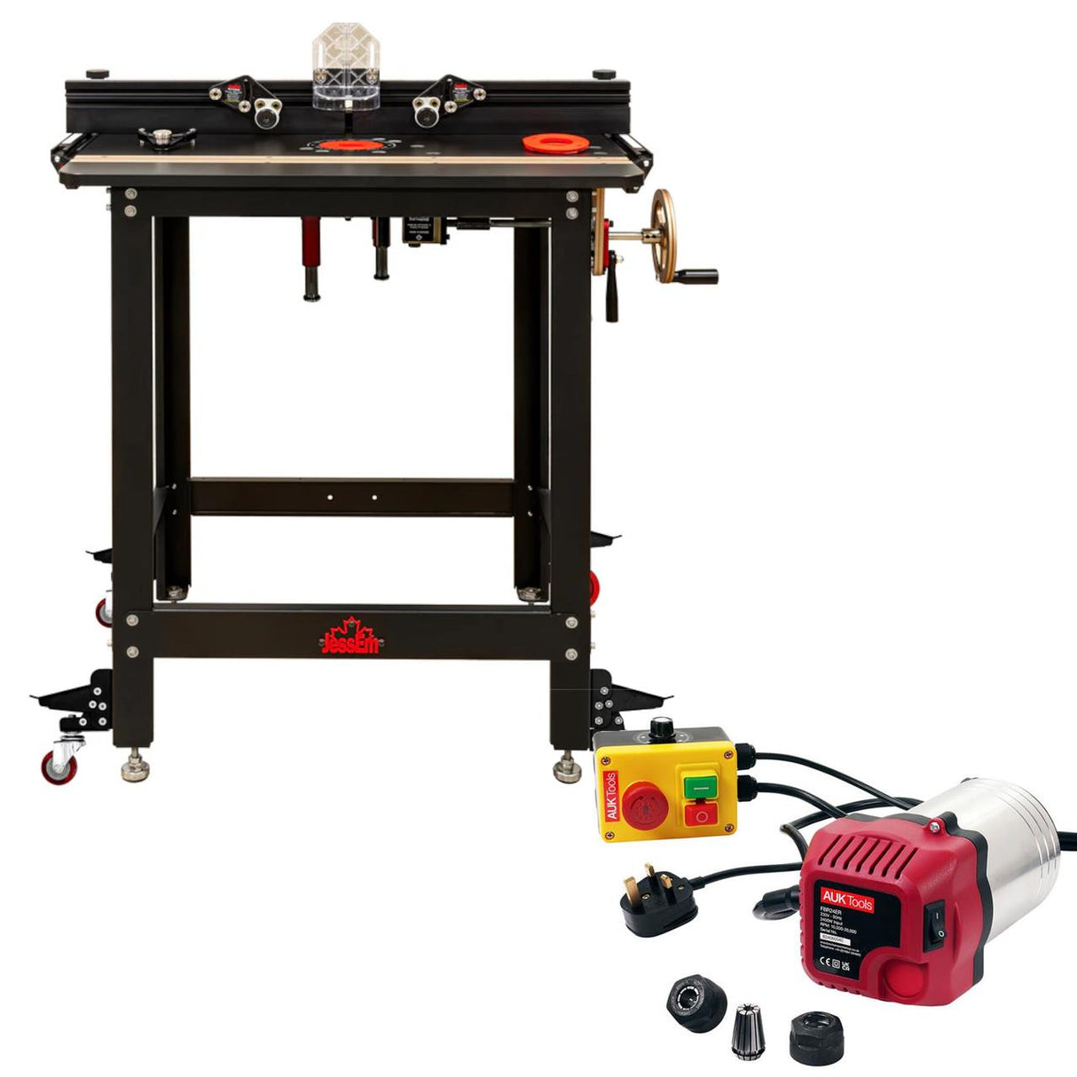 JessEm Ultimate Excel II Router Table Package and AUKTools Router Motor 2400W with Speed Control NVR Switch