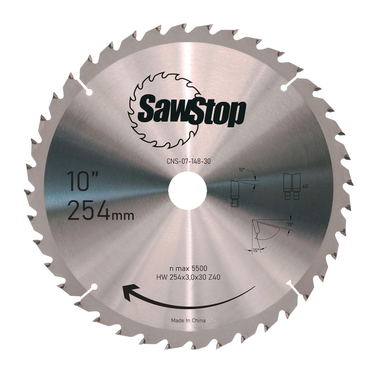 SawStop 40-Tooth Combination Table Saw Blade - 245mm/30mm Arbor