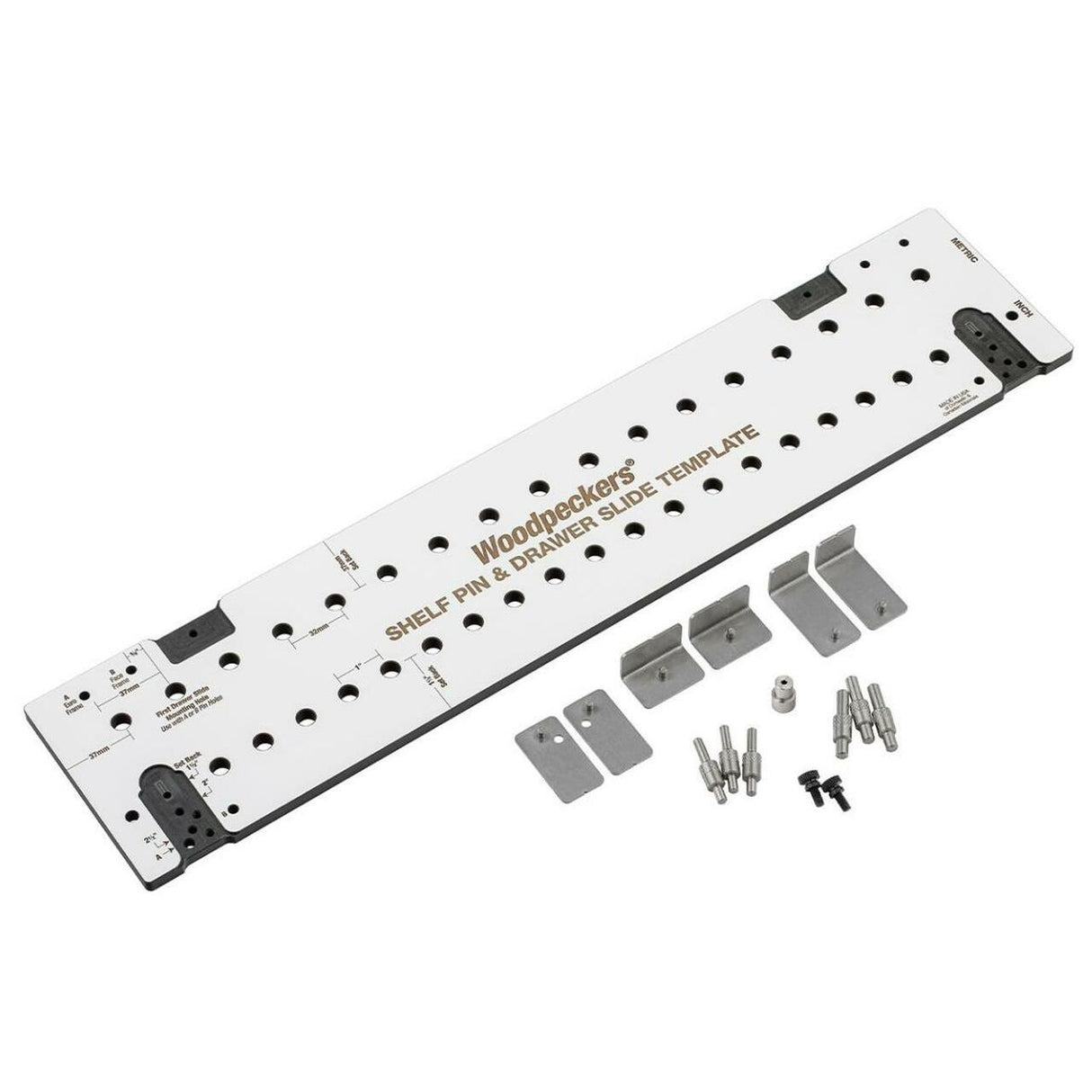 Woodpeckers Shelf Pin and Drawer Slide Template - Standard