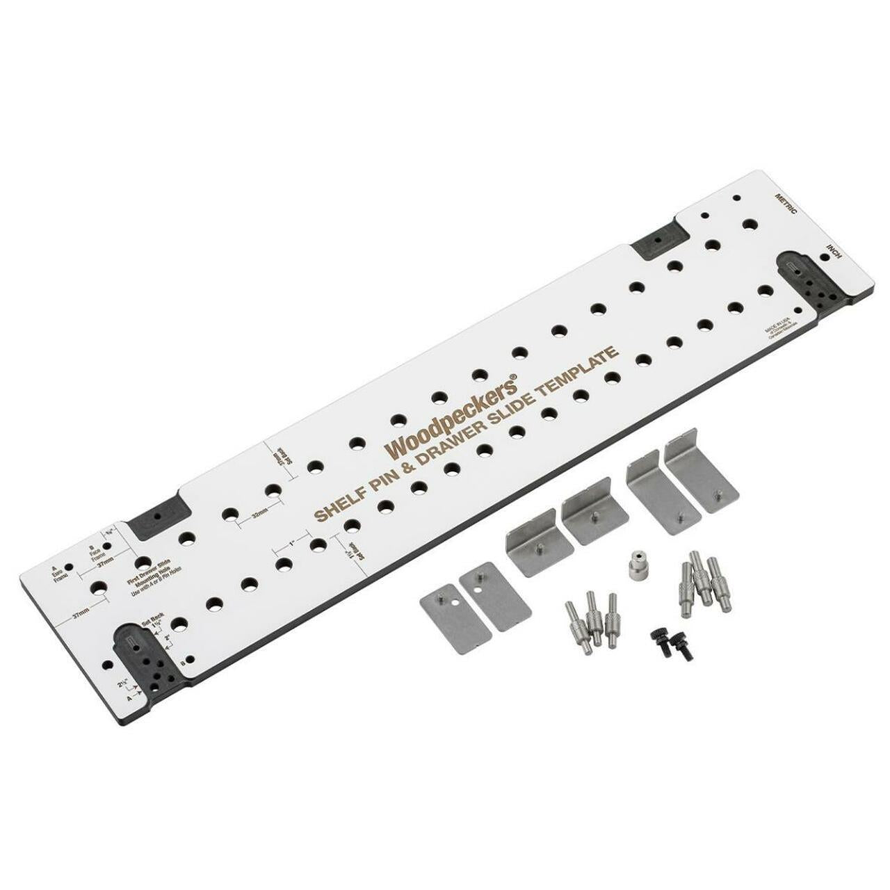 Woodpeckers Shelf Pin and Drawer Slide Template - Standard