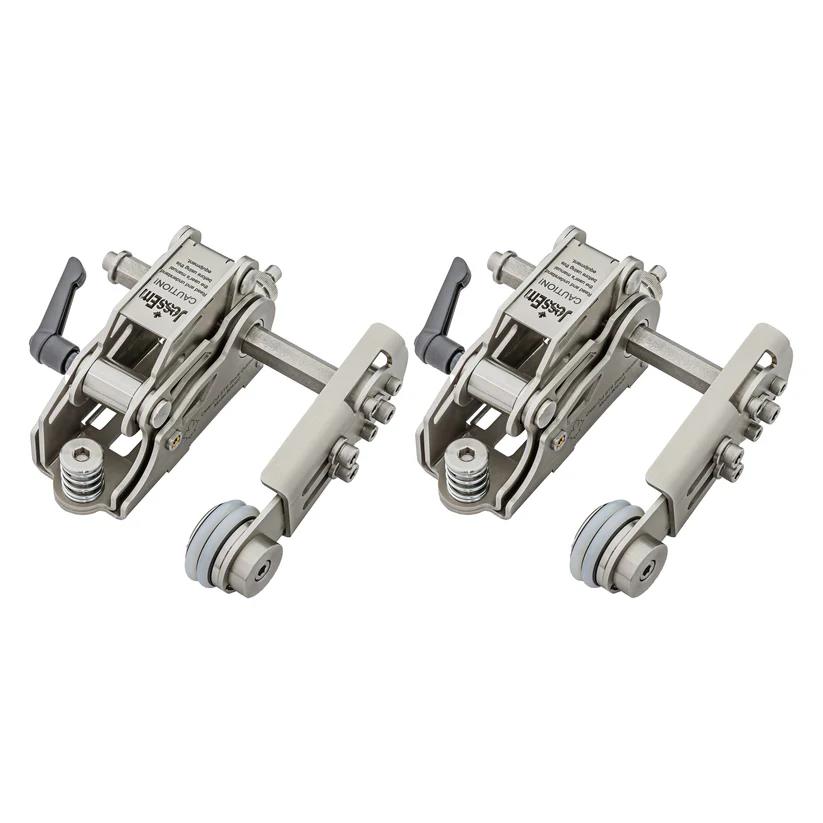 JessEm Clear-Cut STS Stock Guides – premium anti-kickback rollers for table saw fence, shown as a pair.