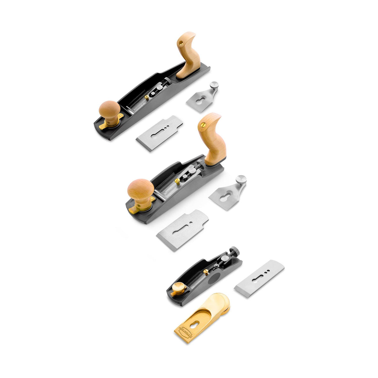 Melbourne Tool Company Low Angle Block, Smoothing and Jack Plane Set with Extra Blades