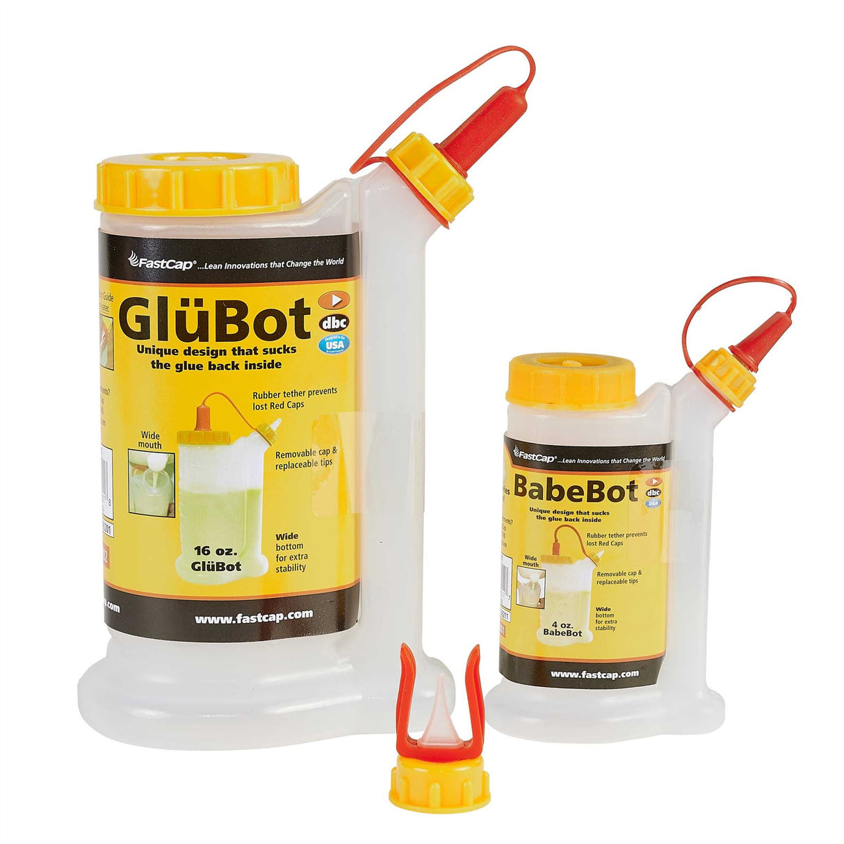 FastCap GluBot and BabeBot Glue Bottle - 16 oz and 4 oz