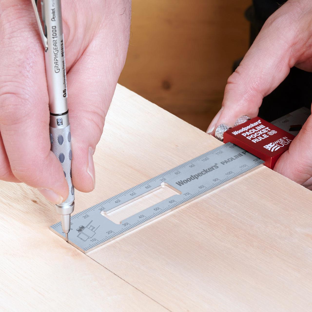 Woodpeckers Paolini Pocket Rule 300mm - Stainless Steel