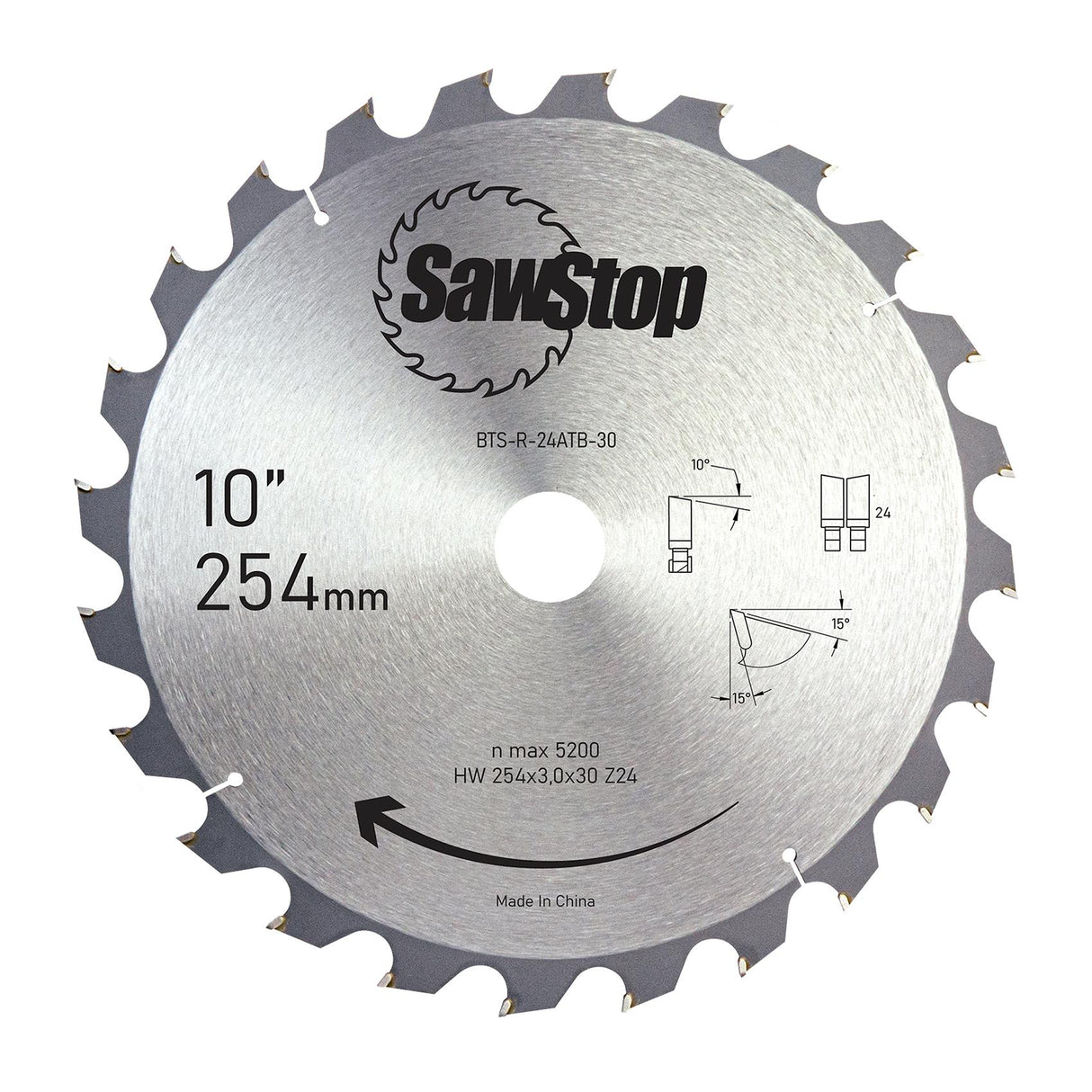 SawStop 24-Tooth Ripping Table Saw Blade – 254mm/30mm Arbor