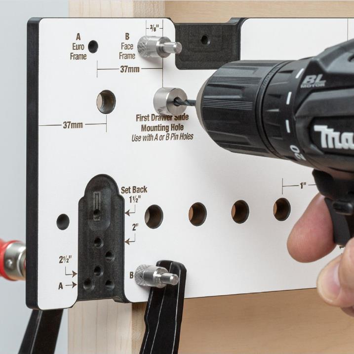 Woodpeckers Shelf Pin and Drawer Slide Template - Standard