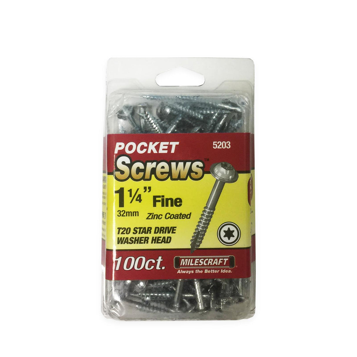 Milescraft 1-1/4" Pocket Screws - Fine (100 Pack)