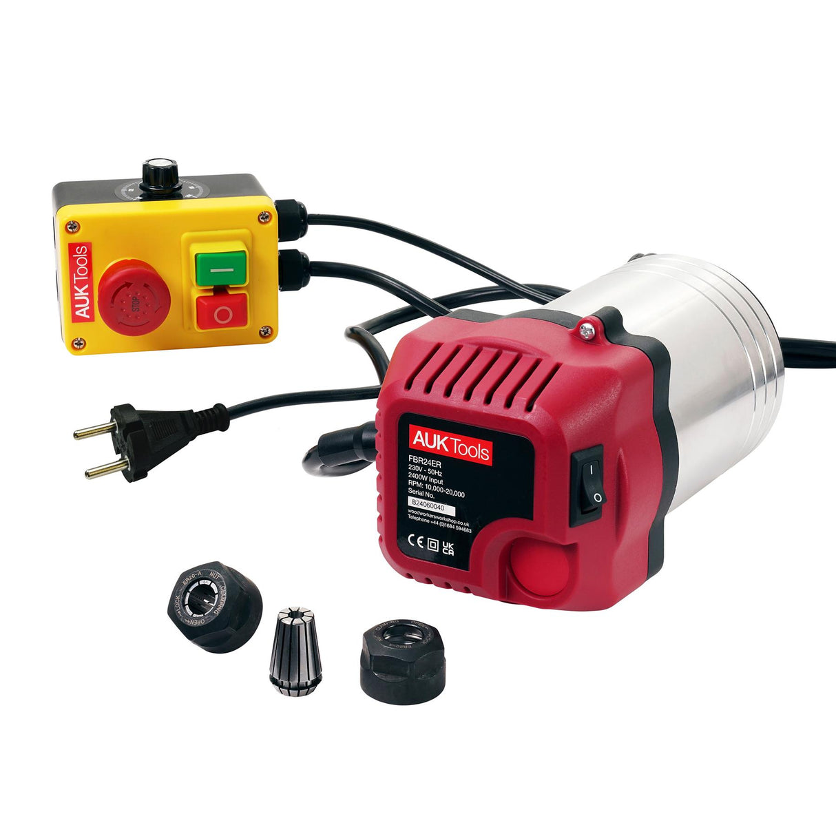 AUKTools Router Motor 2400W with Speed Control NVR Switch (EU Plug)