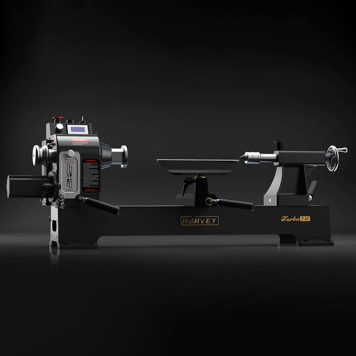 Harvey T-40 Woodturning Lathe with Cast Iron Legs, Outrigger and Extension Bed