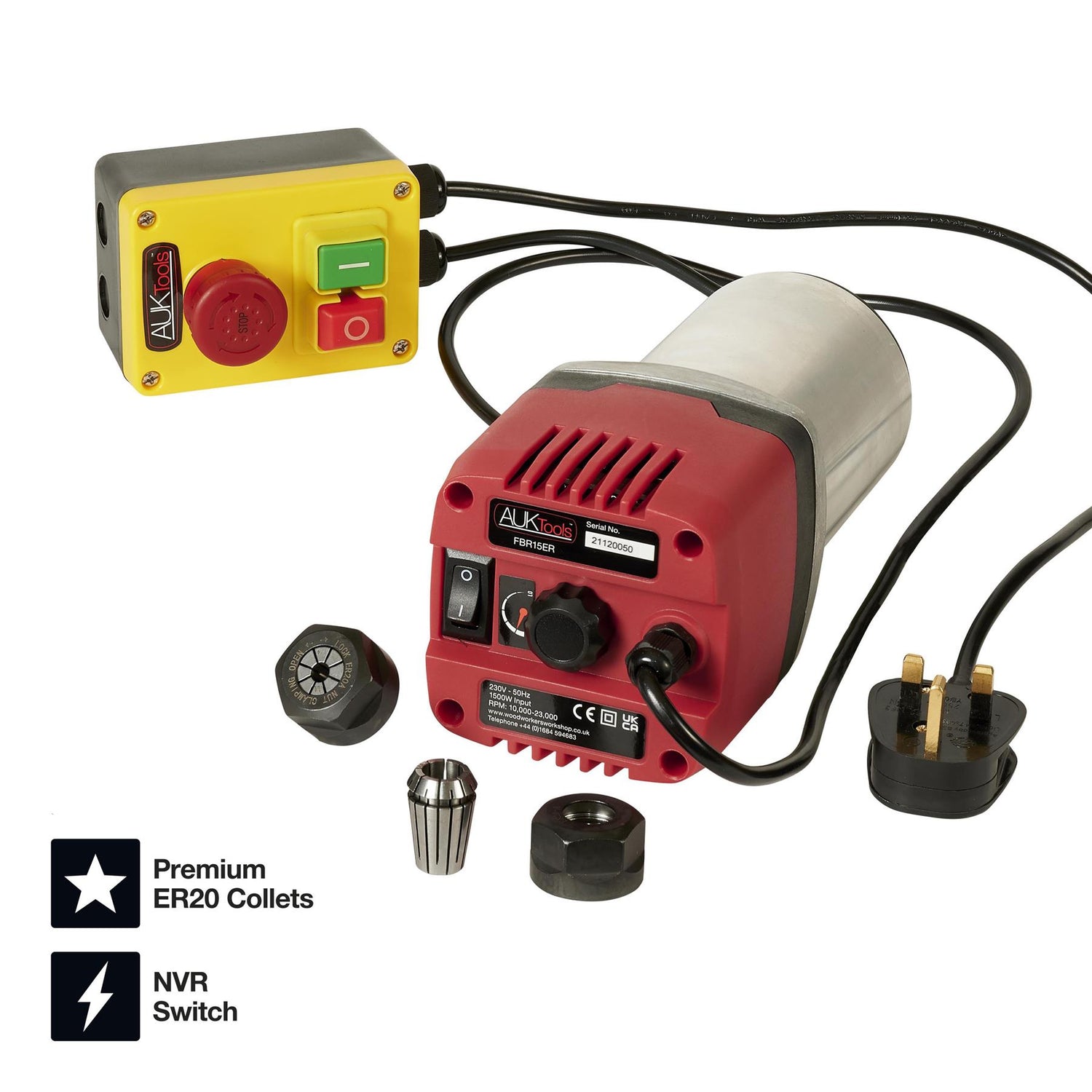 AUKTools Router Motor 1500W with NVR Switch