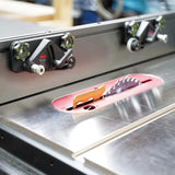 Bow Products XT3 Xtender Fence Mounting Brackets mounted on a Bow Xtender Fence, on a Table Saw