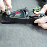 Person using Bow Products XT3 Xtender Fence Mounting Brackets on a Table Saw