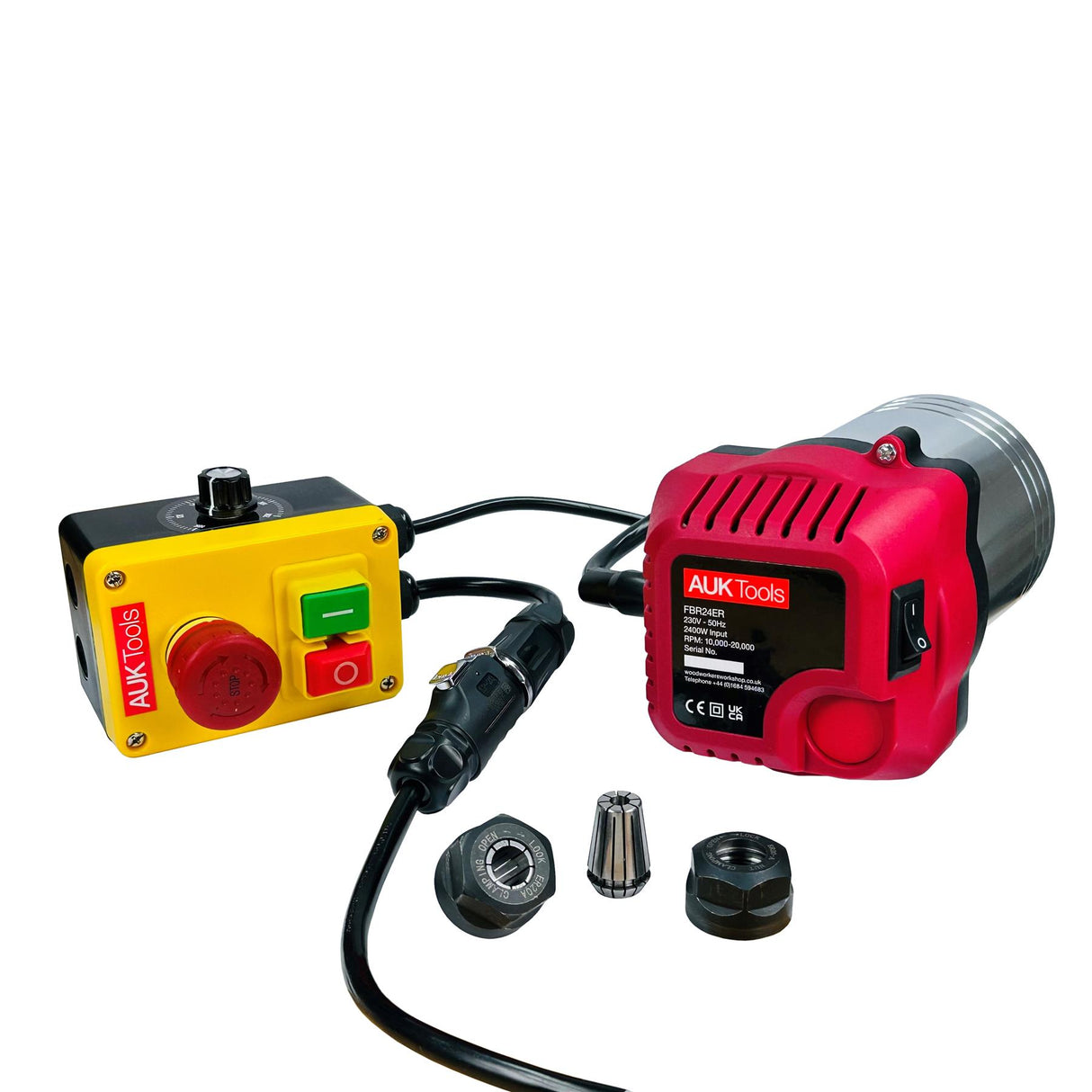AUKTools Router Motor 2400W with Speed Control NVR Switch and Inline Connector