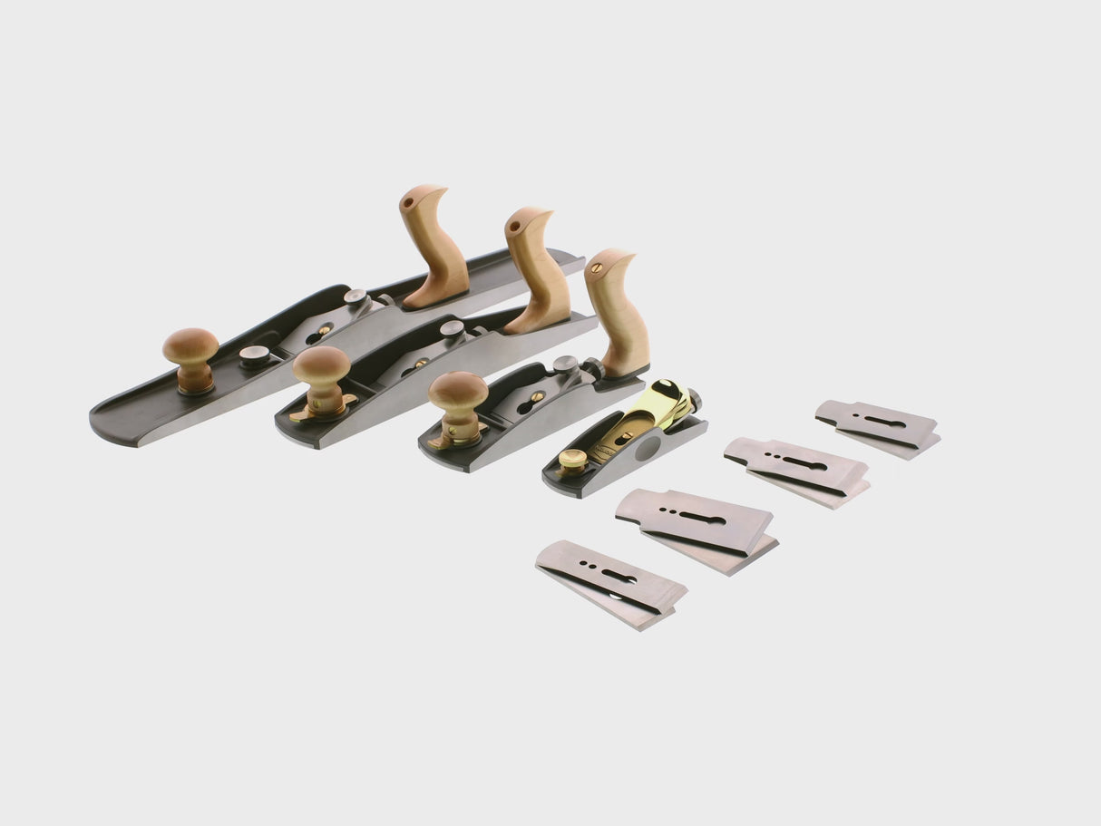 Melbourne Tool Company Low Angle, Block, Smoothing, Jack and Jointer Plane Set with Extra Blades