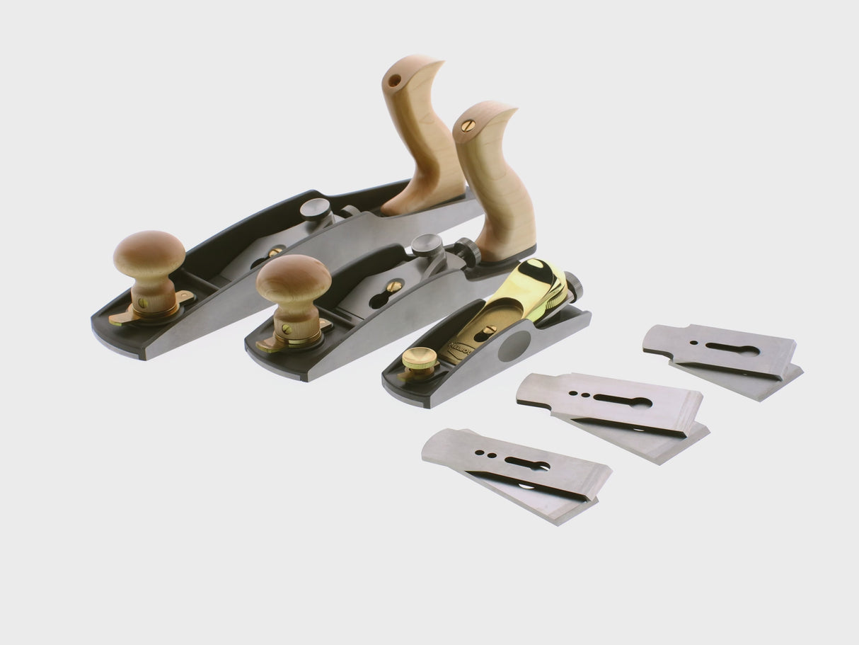 Melbourne Tool Company Low Angle Block, Smoothing and Jack Plane Set with Extra Blades